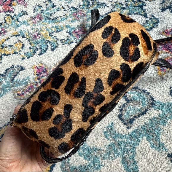 Vintage 90s Jill Stuart Leopard Print Fur Crossbody Bag - Picture 8 of 14